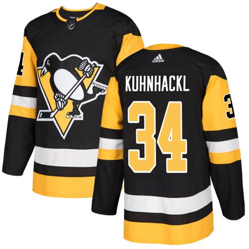 Adidas Men Pittsburgh Penguins #34 Tom Kuhnhackl Black Home Authentic Stitched NHL Jersey